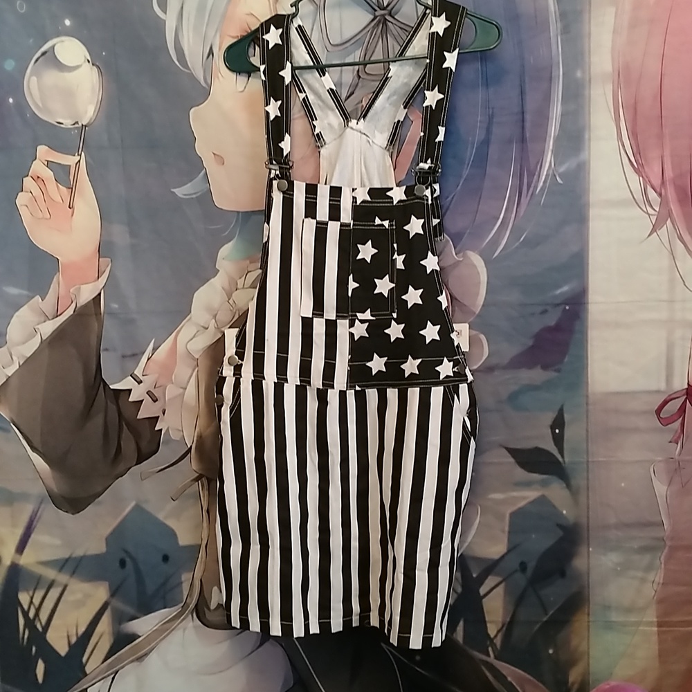 Black n white American flag Overall dress